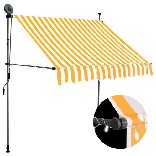 vidaXL Luifel handmatig uitschuifbaar met LED 100 cm wit en, Tuin en Terras, Zonneschermen, Nieuw, Verzenden