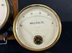 - Diametre 22 & 16 cm Voltmeter (2) - Bois, Bronze, Verre -