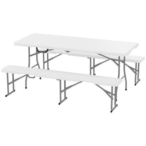 Biertafelset - Inklapbaar - Draagbaar - Wit, Tuin en Terras, Tuinsets en Loungesets, Nieuw, Ophalen of Verzenden