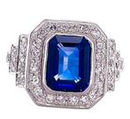 Ring Platina Saffier - Diamant, Nieuw