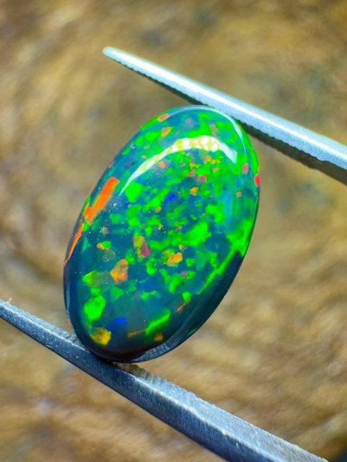 Opale noire naturelle dÉthiopie. 3,68 carats. Pas de prix, Verzamelen, Mineralen en Fossielen