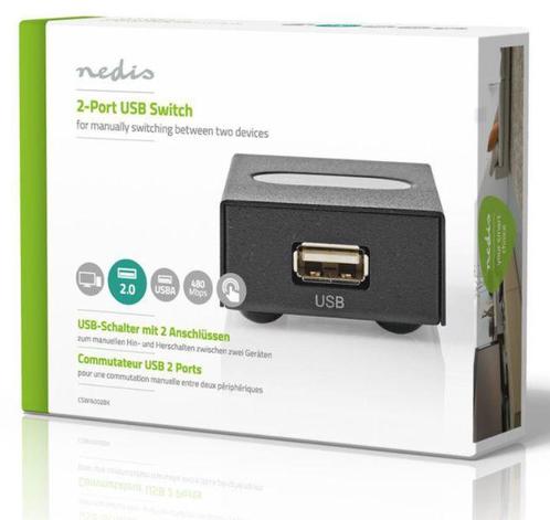 Nedis USB-A naar 2x USB-B Female Switch-Standaard (PC) NIEUW, Doe-het-zelf en Bouw, Elektriciteit en Kabels, Ophalen of Verzenden