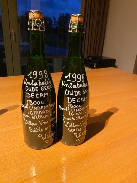 De Cam - Ongeëtiketteerd 1998 - 75cl - 2 flessen, Verzamelen, Wijnen