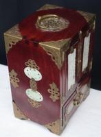 Sieradendoos - Mahonie -messing en Jade - Juwelenkastje met