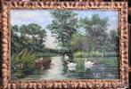 Filippo Omegna (1881-1948) - Lago con cigni - NO RESERVE, Antiek en Kunst