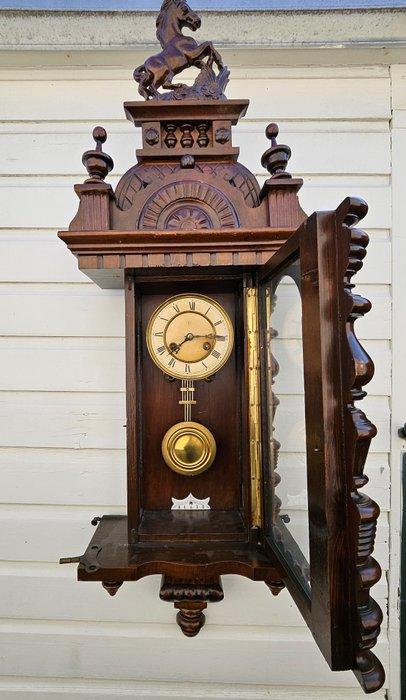 Wandklok - Antique Junghans regulateur klok brand wooden, Antiek en Kunst, Antiek | Klokken