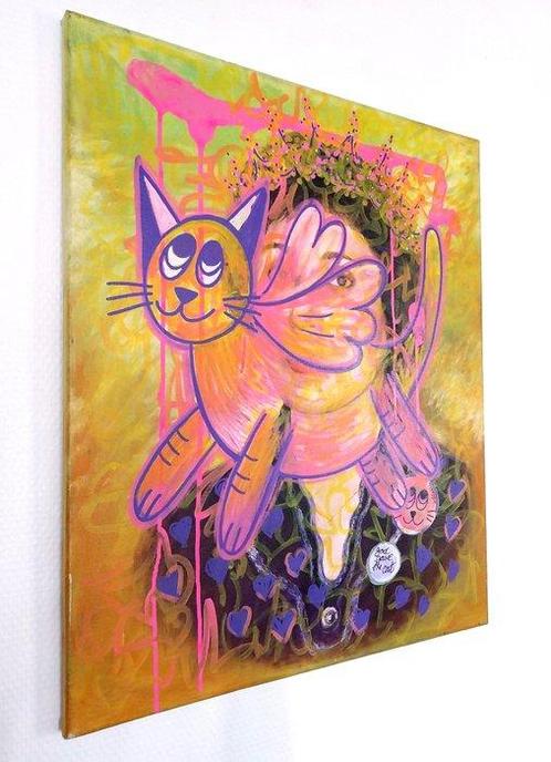 July Bubble - God save the cat, Antiek en Kunst, Kunst | Schilderijen | Modern