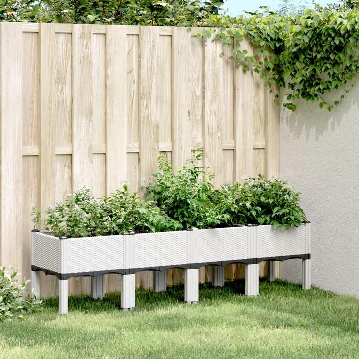 vidaXL Plantenbak met poten 160x40x42 cm polypropeen wit, Tuin en Terras, Bloempotten, Nieuw, Verzenden