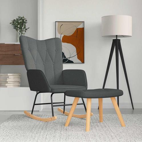 vidaXL Schommelstoel met voetenbank stof donkergrijs, Huis en Inrichting, Stoelen, Nieuw, Verzenden