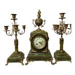 Klok en garnituur set (3) - Messing, Onyx - 1910-1920