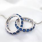 Zonder Minimumprijs - Halsketting Verguld Saffier - 18kt, Nieuw