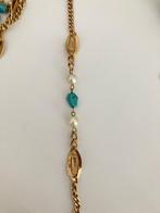 Halsketting - 18 karaat Geel goud, Parel Parel - Turquoise, Nieuw