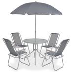 vidaXL 6-delige Tuinset staal en textileen grijs, Tuin en Terras, Tuinsets en Loungesets, Verzenden, Nieuw, Tuinset