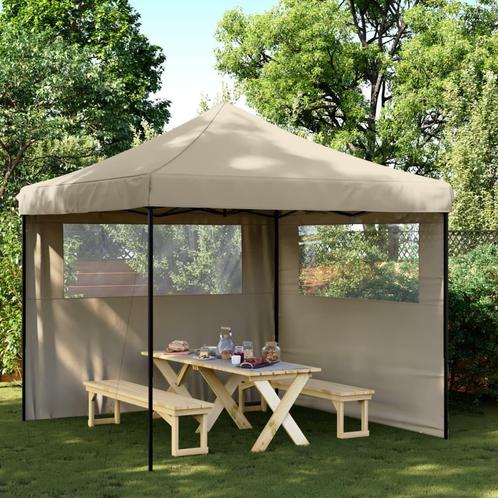 vidaXL Partytent inklapbaar pop-up met 2 zijwanden taupe, Tuin en Terras, Partytenten, Nieuw, Verzenden