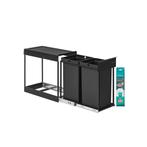 Afvalemmer Tri Selectief Zwart 2x15L | OP = OP | Retourko..., Huis en Inrichting, 20 tot 30 liter, Verzenden, Nieuw, Metaal