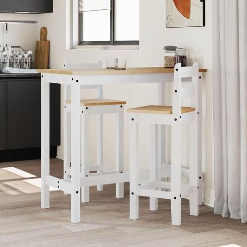 vidaXL Barstoelen 2 st massief grenenhout wit, Huis en Inrichting, Complete eetkamers, Nieuw, Verzenden