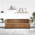 vidaXL Driezitsbank Chesterfield-stijl kunstleer bruin, Huis en Inrichting, Verzenden, Nieuw
