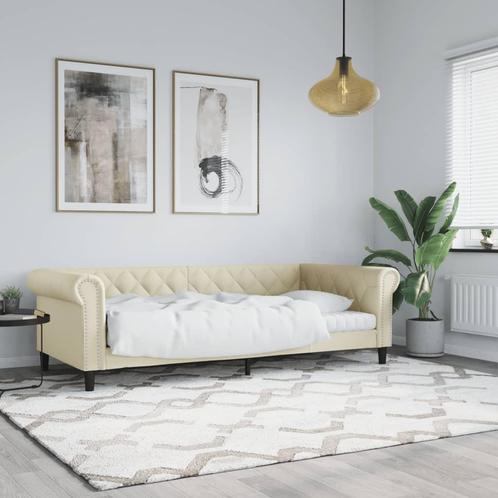 vidaXL Slaapbank 90x200 cm kunstleer crèmekleurig, Huis en Inrichting, Slaapkamer | Bedden, Nieuw, Verzenden