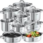 2dekans | tectake® Pannenset - RVS - Geschikt voor inductie,, Ophalen of Verzenden, Nieuw