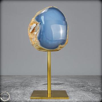 Chalcédoine bleue très rare Sculpture sur Stand, Turquie-