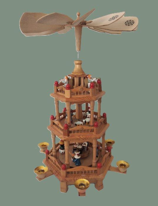 Kerstbeeldje - Draaiende kerstpiramide 3 verdiepingen - 45, Diversen, Kerst