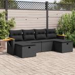 vidaXL 6-delige Loungeset met kussens poly rattan zwart, Verzenden, Loungeset