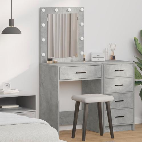 vidaXL Make-up Tafel met LED Verlichting in Betonnen Grijs,, Huis en Inrichting, Tafels | Kaptafels, Nieuw, Verzenden