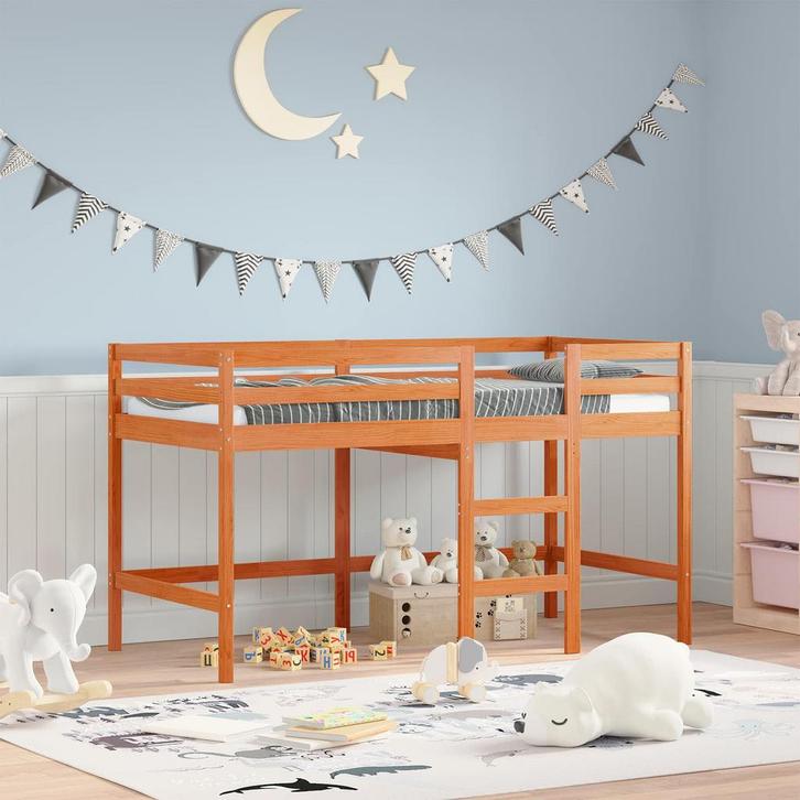 vidaXL Loft Bed Wasbruin 90 x 190 cm Massief grenenhout, Maison & Meubles, Chambre à coucher | Lits, Envoi