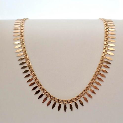 Gouden dames collier; Vintage | 45 cm (vintage ketting), Handtassen en Accessoires, Kettingen, Overige kleuren, Gebruikt, Goud