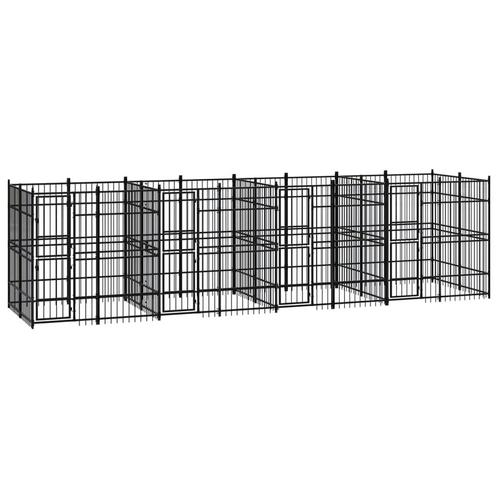 vidaXL Hondenkennel 14,75 m² staal, Dieren en Toebehoren, Hondenbenches, Nieuw, Verzenden