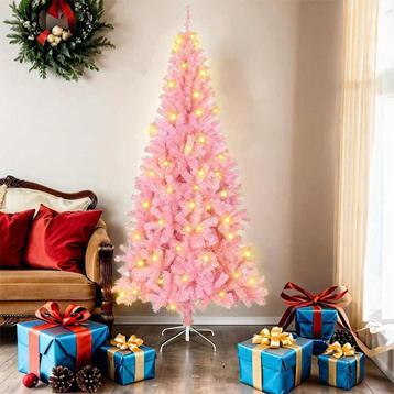 vidaXL Kunstkerstbomen met LED -striplichten Roze 180 cm PVC beschikbaar voor biedingen