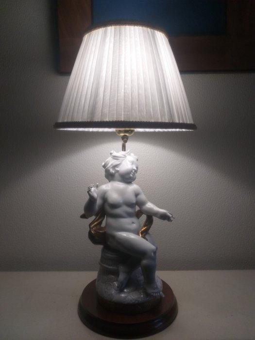 Tafellamp - Messing, Porselein, Hout - Anjel alado - 40 cm, Antiquités & Art, Curiosités & Brocante