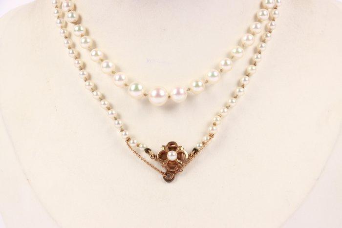 Halsketting - 18 karaat Geel goud Parel - Akoya, Handtassen en Accessoires, Kettingen