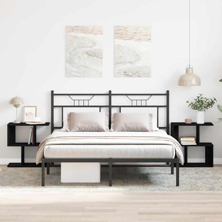 vidaXL Nachtkastje 2 pcs Zwart Eiken 50 x 30 x 51,5 cm, Huis en Inrichting, Slaapkamer | Nachtkastjes, Nieuw, Verzenden