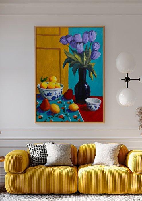 E. García - Frutas y tulipanes XL (No reserve), Antiquités & Art, Art | Peinture | Moderne