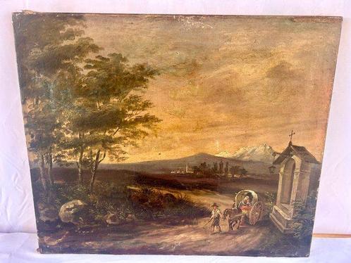 Scuola italiana (XIX-XX) - Veduta con carrozza, Antiek en Kunst, Kunst | Schilderijen | Klassiek