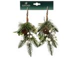 Kersthanger Dennengroen met Clip Groen Wit 22 cm Per Stuk, Hobby en Vrije tijd, Nieuw