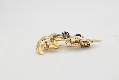 Broche - 18 carats Or jaune Diamant (Naturelle), Handtassen en Accessoires, Antieke sieraden