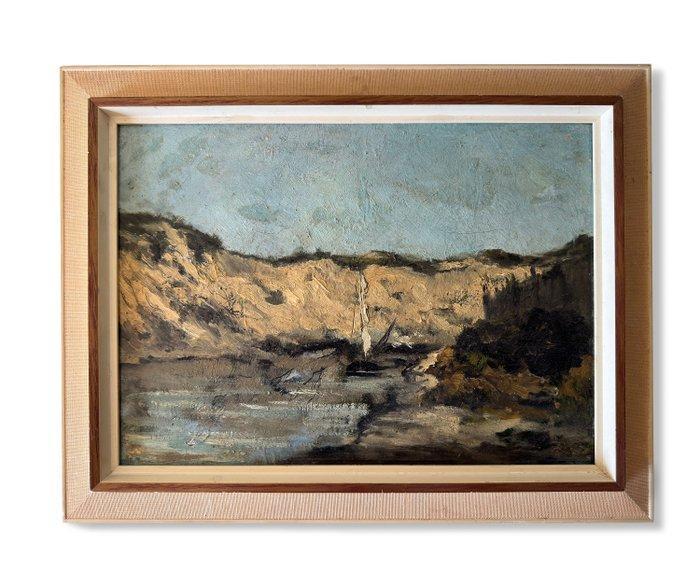 Hollandse School (XIX-XX) - Behind the dunes of, Antiek en Kunst, Kunst | Schilderijen | Klassiek