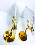 Applique murale (2) - feuille - Verre, Laiton, Nieuw