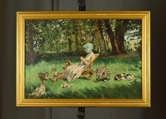 Ferdinand Gueldry (1858-1945) - Ghislaine et ses amis, Antiquités & Art, Art | Peinture | Classique