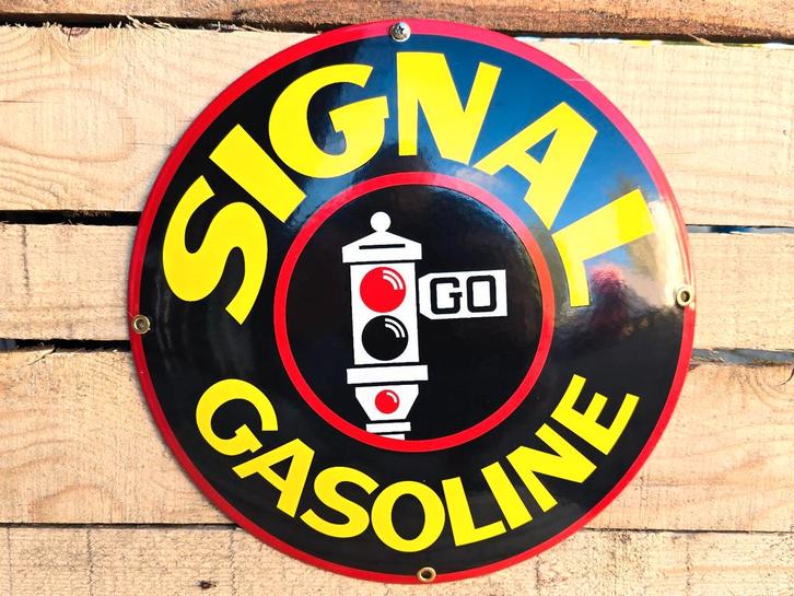 Signal gasoline traffic light - Emaille bord, Verzamelen, Merken en Reclamevoorwerpen, Verzenden
