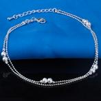 Fako Bijoux® - Enkelbandje Verzilverd - Bolletjes Duo - 21cm, Handtassen en Accessoires, Enkelbandjes en Enkelkettinkjes, Verzenden