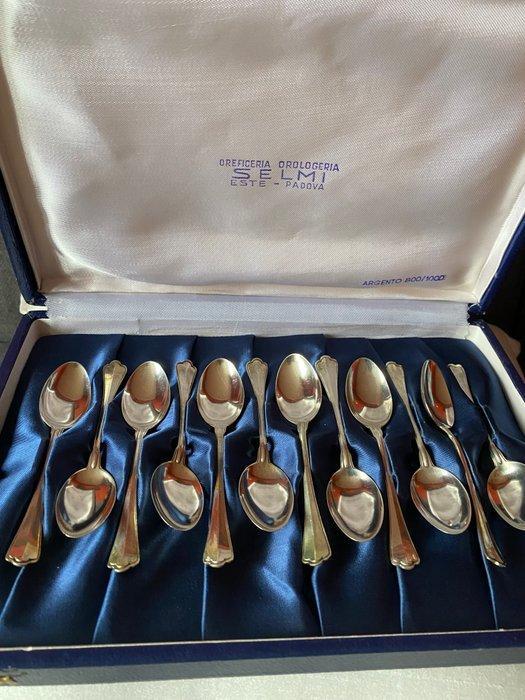 Koffielepel (12) - .800 zilver - Theelepeltjes in zilver 800, Antiquités & Art, Antiquités | Argent & Or