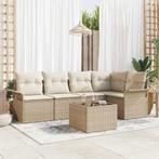 vidaXL Tuinbank Set met kussen met opslag 6 pcs Beige Poly, Verzenden, Nieuw