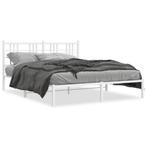 vidaXL Cadre de lit métal avec tête de lit blanc 160x200, Verzenden