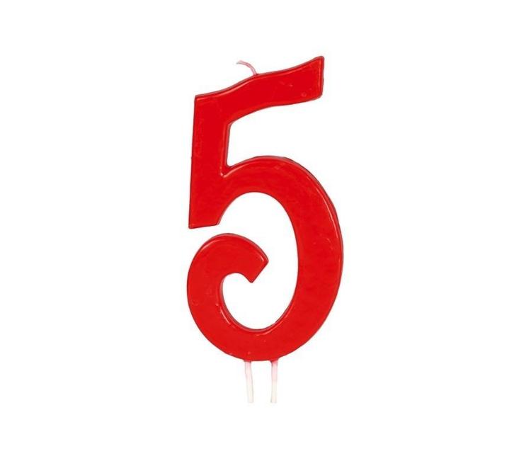Rode Kaars 5 Jaar 12cm, Hobby en Vrije tijd, Feestartikelen, Nieuw, Verzenden