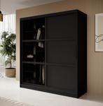 Kledingkast 180cm zwart Schuifdeuren - Smoked glass, Huis en Inrichting, Kasten | Overige, Verzenden, Nieuw
