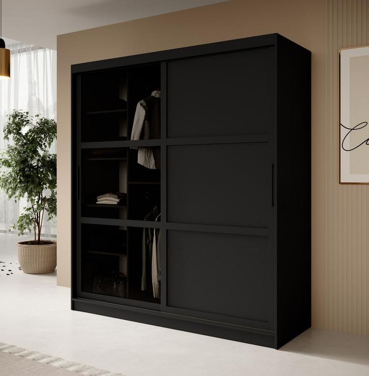 Kledingkast 180cm zwart Schuifdeuren - Smoked glass, Huis en Inrichting, Kasten | Overige, Nieuw, Verzenden