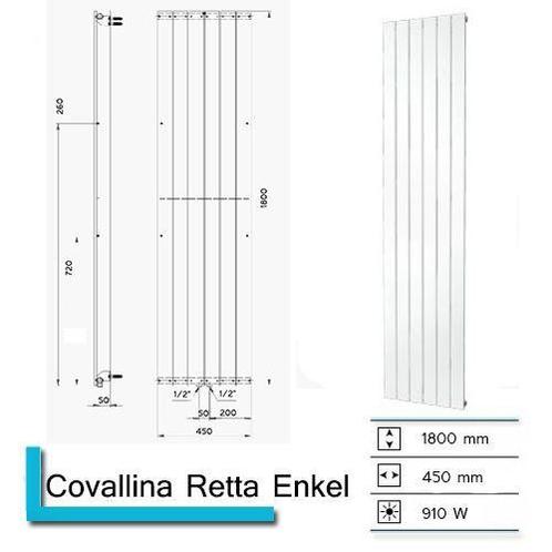 Handdoekradiator Covallina Retta Enkel 1800 x 450 mm Zwart, Bricolage & Construction, Sanitaire, Enlèvement ou Envoi